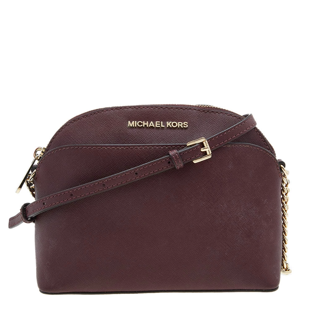 Michael Kors Burgundy Leather Emmy Crossbody Bag For Women