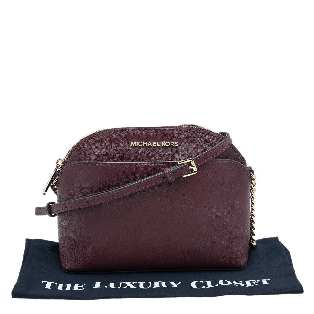 Michael Kors Burgundy Leather Emmy Crossbody Bag For Women - Image 9