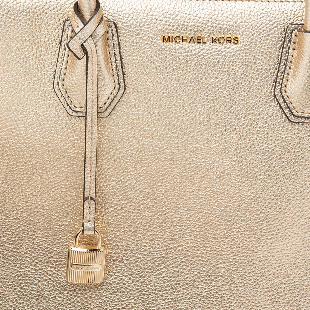 Michael Kors Metallic Gold Leather Medium Mercer Tote For Women - Image 5