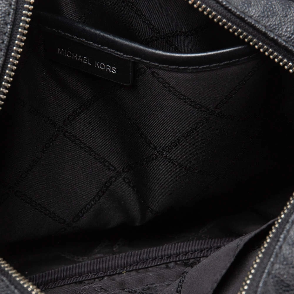 Michael Kors Grey/Black Signature Coated Canvas Jet Set Travel Crossbody Bag For Women - Image 7