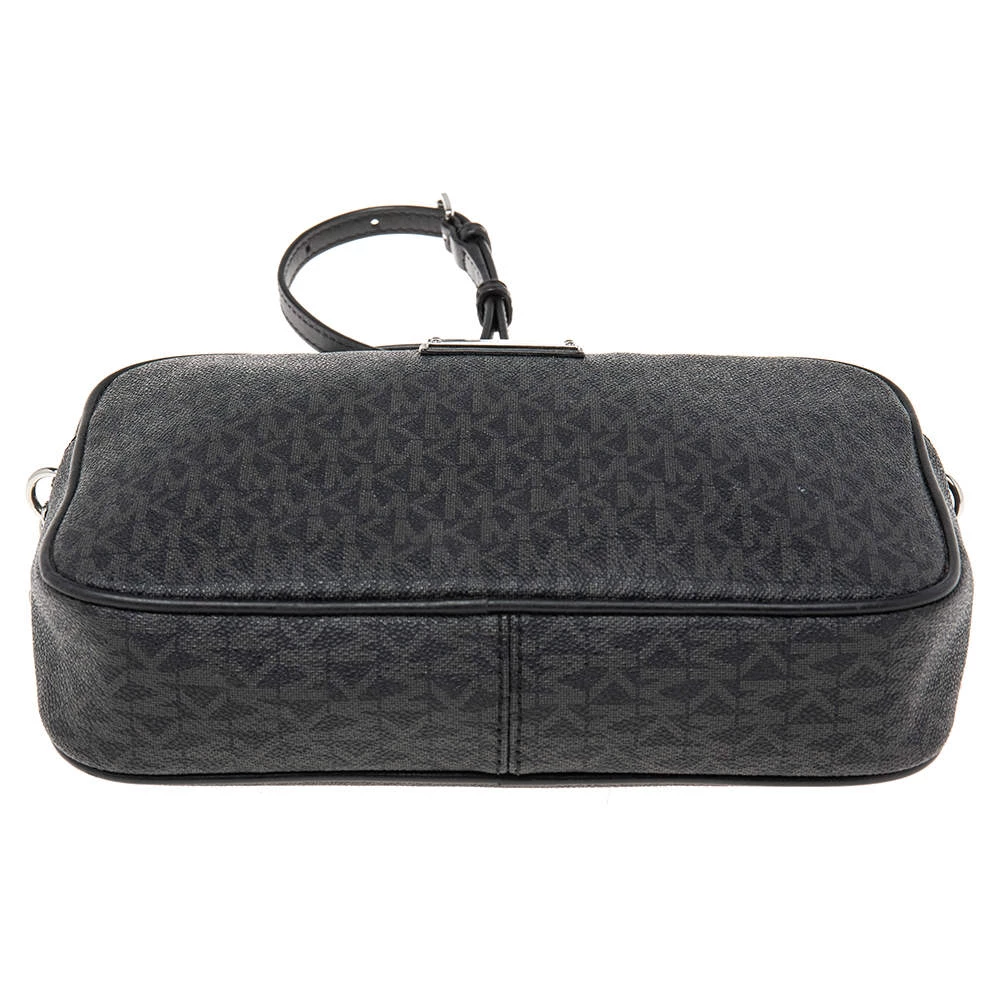 Michael Kors Grey/Black Signature Coated Canvas Jet Set Travel Crossbody Bag For Women - Image 6