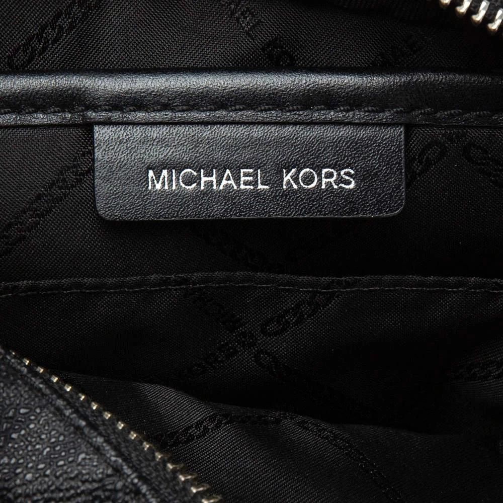 Michael Kors Grey/Black Signature Coated Canvas Jet Set Travel Crossbody Bag For Women - Image 8