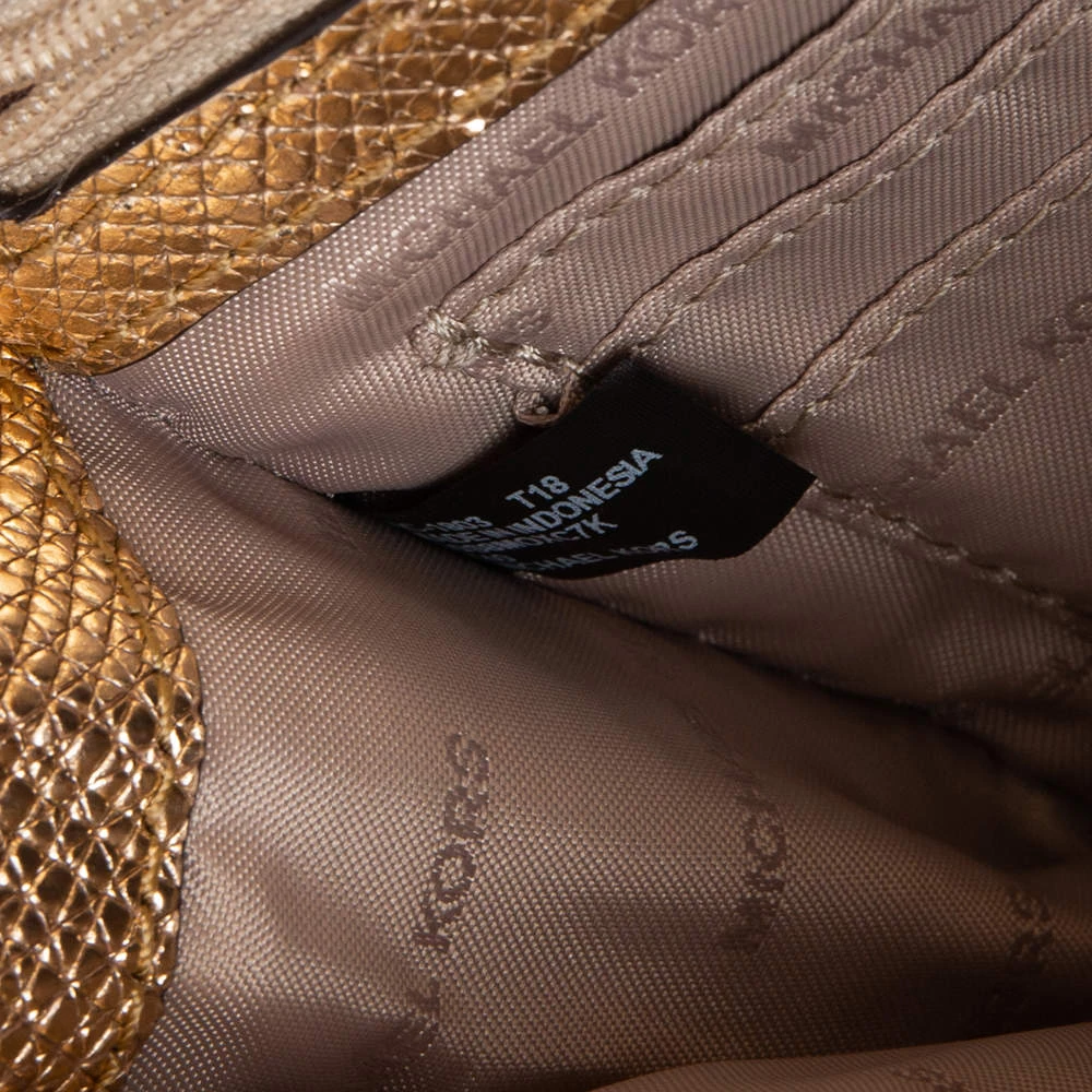 Michael Kors Metallic Gold Leather Mott Chain Clutch For Women - Image 9