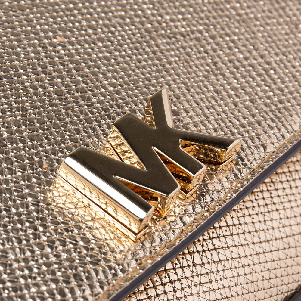 Michael Kors Metallic Gold Leather Mott Chain Clutch For Women - Image 5