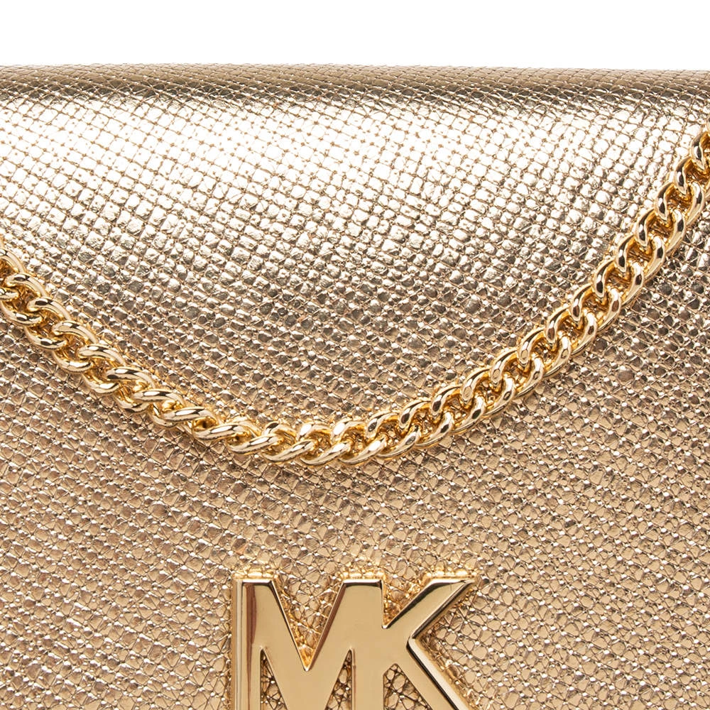Michael Kors Metallic Gold Leather Mott Chain Clutch For Women - Image 6
