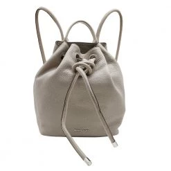 Michael Kors Khaki Beige Leather Dalia Drawstring Backpack For Women