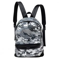 Michael Kors Black/Silver Camouflage Nylon And Leather Kent Backpack For Women