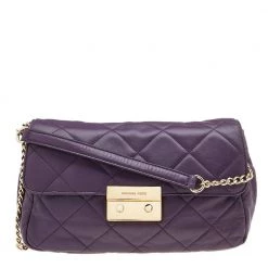 Michael Kors Purple Quilted Leather Sloan Chain Bag For Women