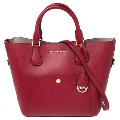 Michael Kors Red Leather Greenwich Shopper Tote For Women