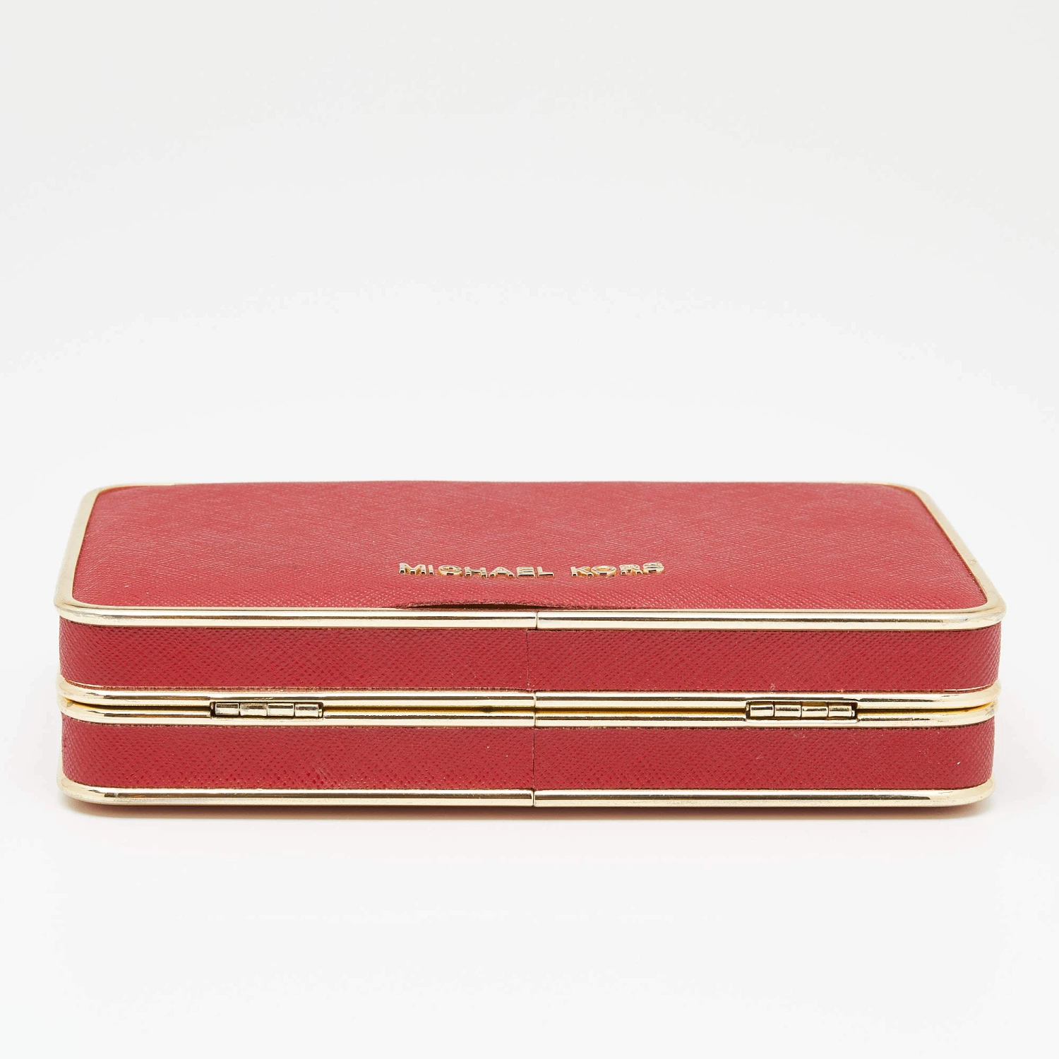 Michael Kors Red Saffiano Leather Minaudiere Clutch For Women - Image 6