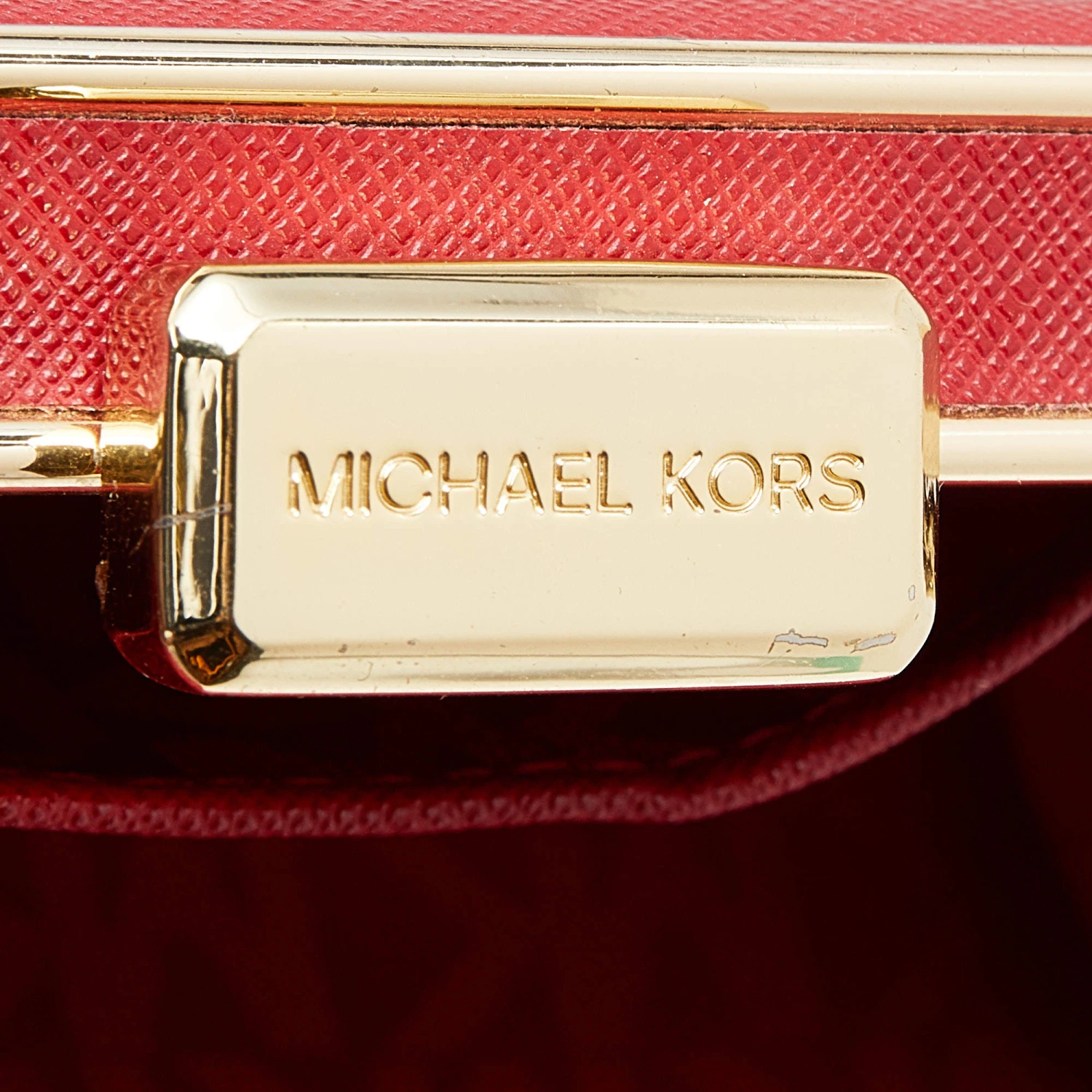 Michael Kors Red Saffiano Leather Minaudiere Clutch For Women - Image 8