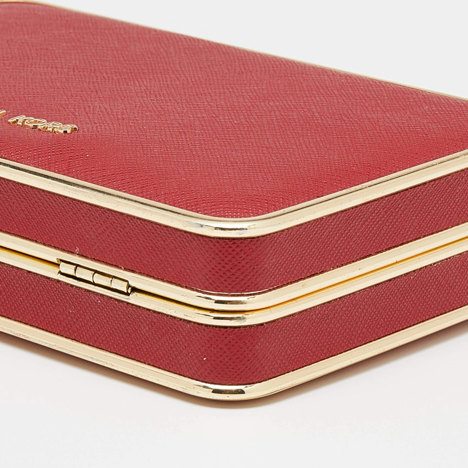Michael Kors Red Saffiano Leather Minaudiere Clutch For Women - Image 10