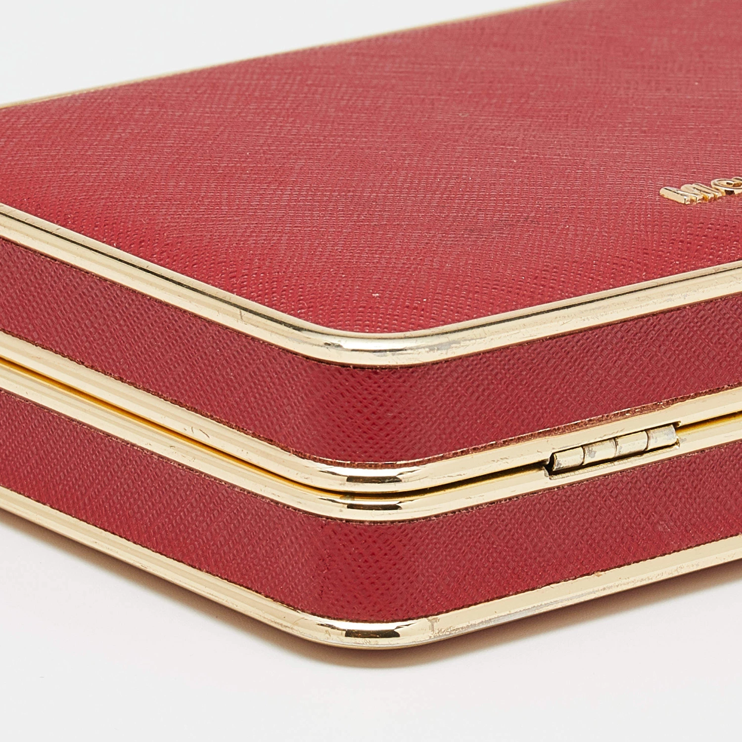 Michael Kors Red Saffiano Leather Minaudiere Clutch For Women - Image 11