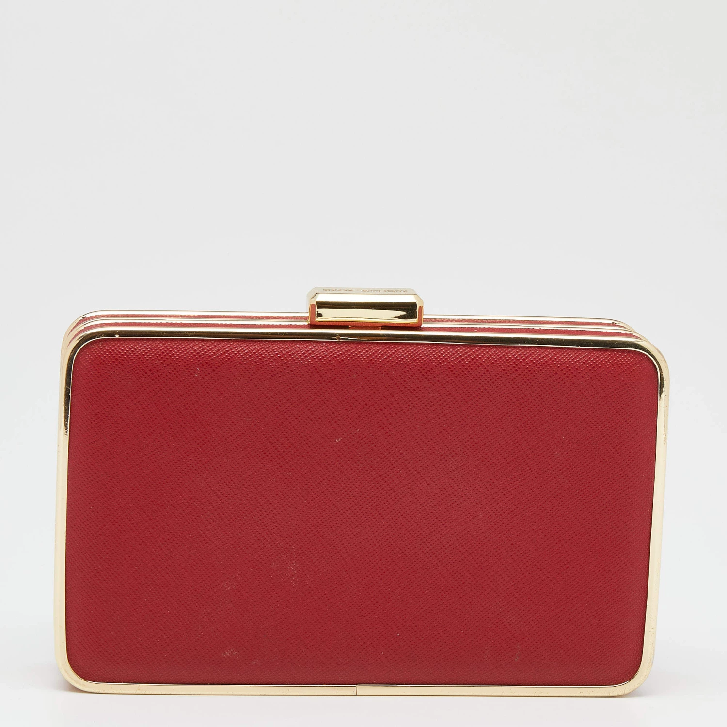 Michael Kors Red Saffiano Leather Minaudiere Clutch For Women - Image 4