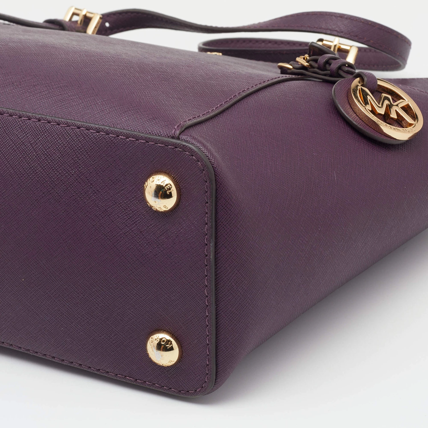 Michael Kors Dark Purple Saffiano Leather Travel Jet Set Tote For Women - Image 10