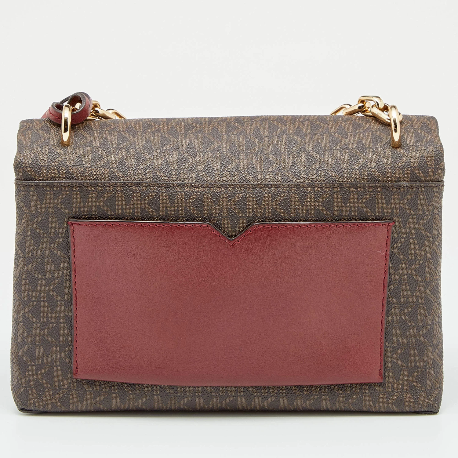 Michael Kors Brown/Burgundy Signature Coated Canvas And Leather Medium Cece Shoulder Bag For Women - Image 4