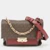 Michael Kors Brown/Burgundy Signature Coated Canvas And Leather Medium Cece Shoulder Bag For Women