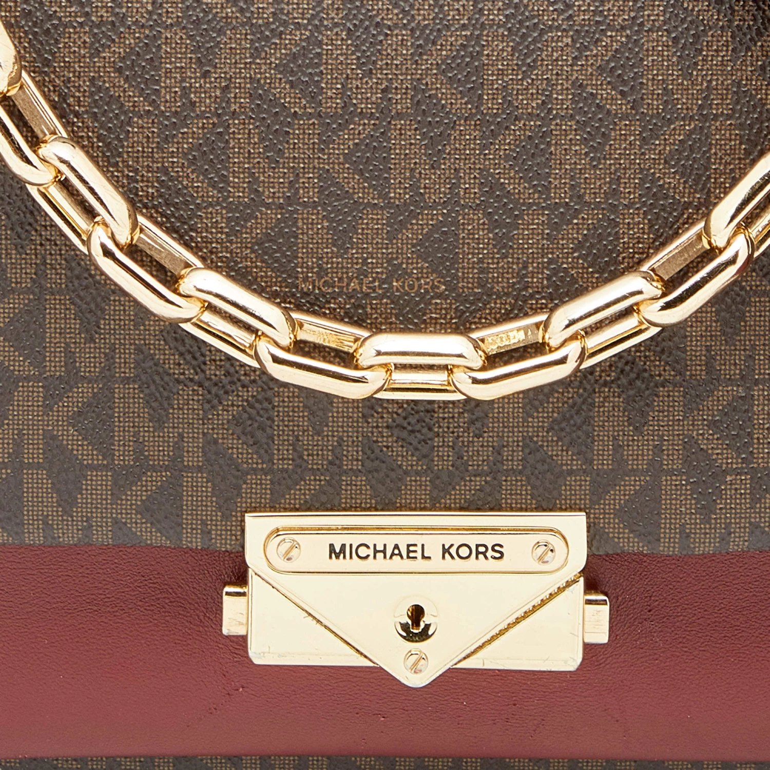 Michael Kors Brown/Burgundy Signature Coated Canvas And Leather Medium Cece Shoulder Bag For Women - Image 5