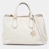 Michael Kors Cream Leather Camille Satchel For Women