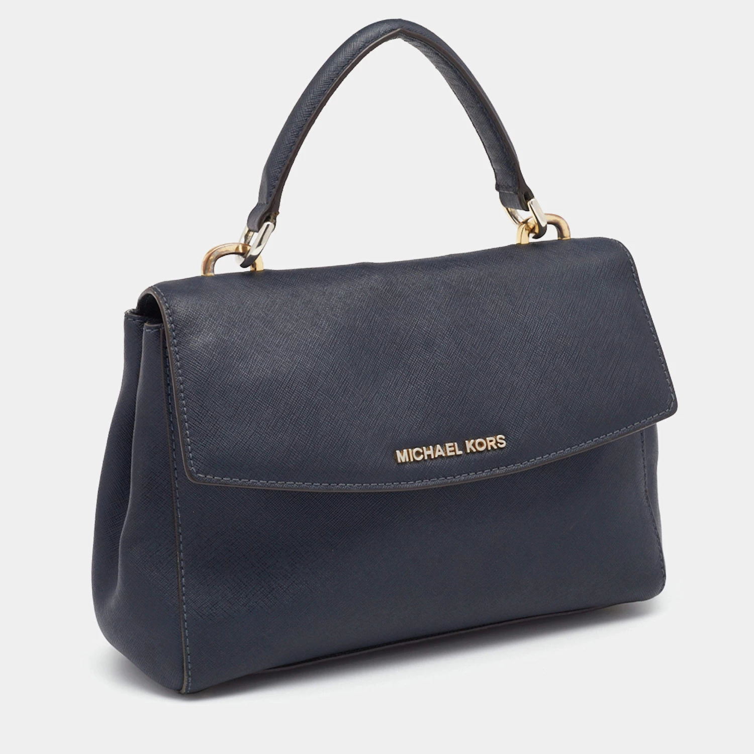 Michael Kors Navy Blue Saffiano Leather Small Ava Top Handle Bag For Women - Image 3