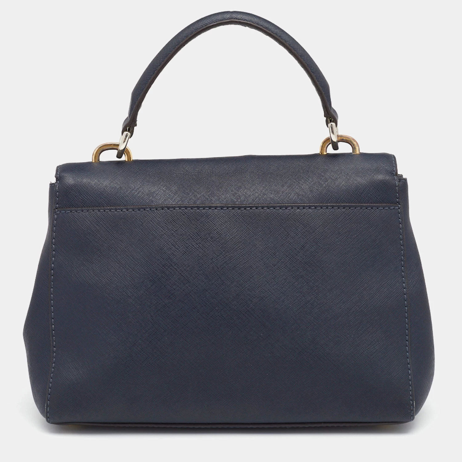 Michael Kors Navy Blue Saffiano Leather Small Ava Top Handle Bag For Women - Image 4