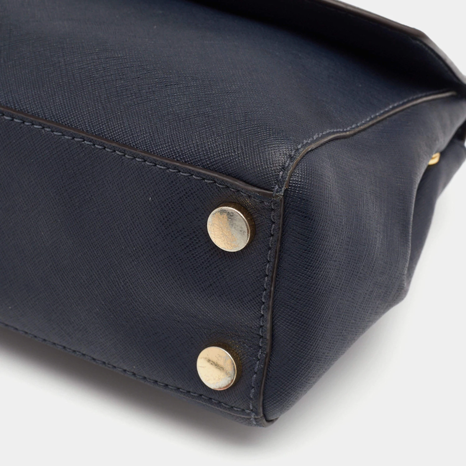 Michael Kors Navy Blue Saffiano Leather Small Ava Top Handle Bag For Women - Image 10