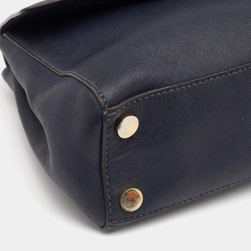 Michael Kors Navy Blue Saffiano Leather Small Ava Top Handle Bag For Women - Image 11
