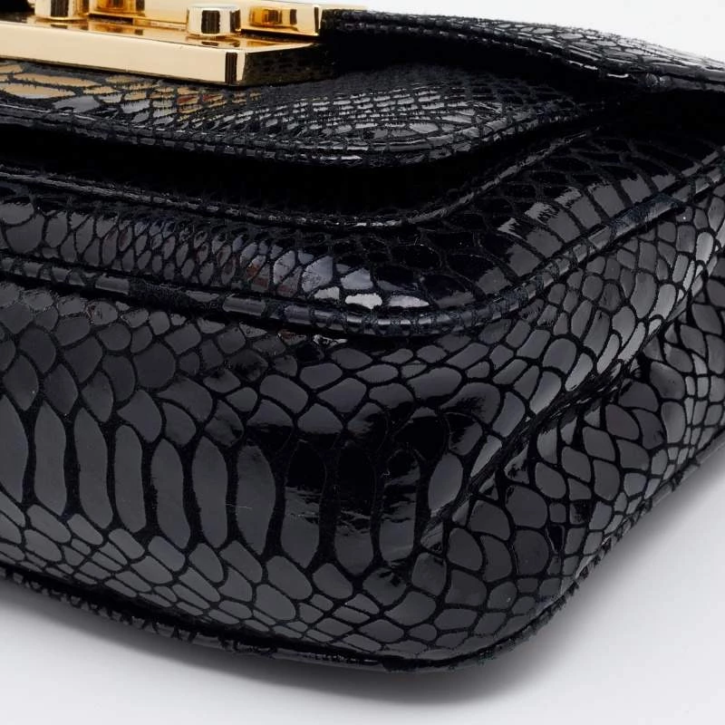 Michael Kors Black Python Effect Leather Sloan Shoulder Bag For Women - Image 11