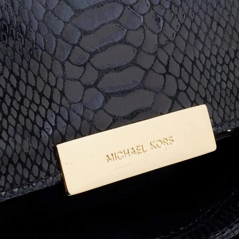 Michael Kors Black Python Effect Leather Sloan Shoulder Bag For Women - Image 5