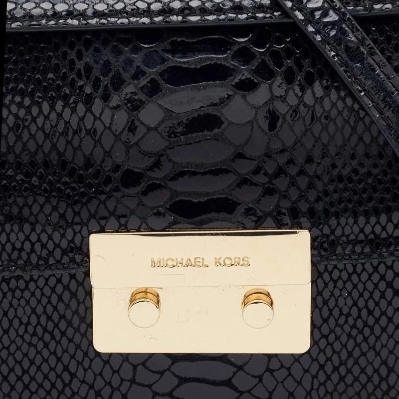 Michael Kors Black Python Effect Leather Sloan Shoulder Bag For Women - Image 6
