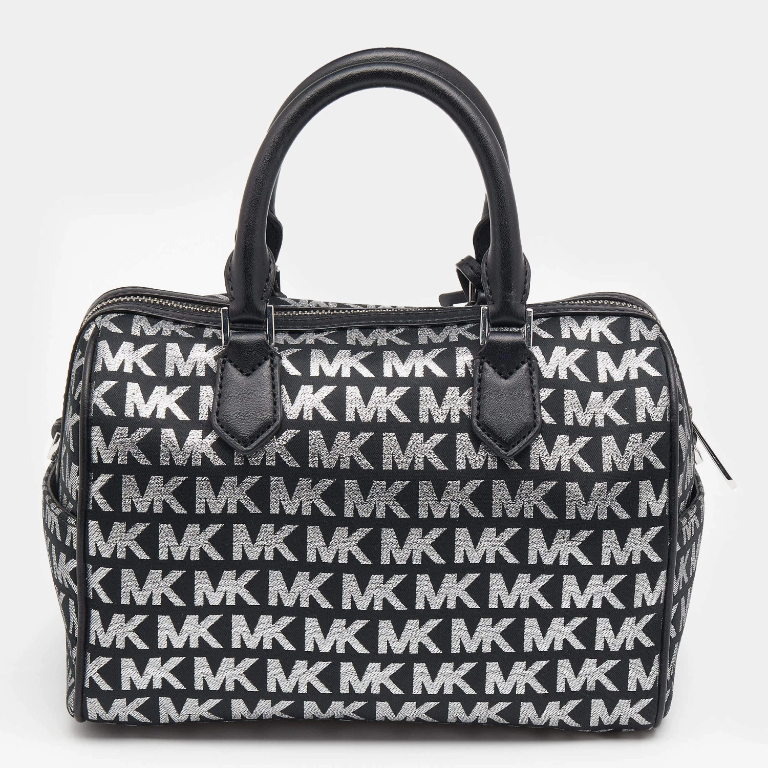 Michael Kors Black Jacquard And Leather Bedford Boston Bag For Women - Image 4