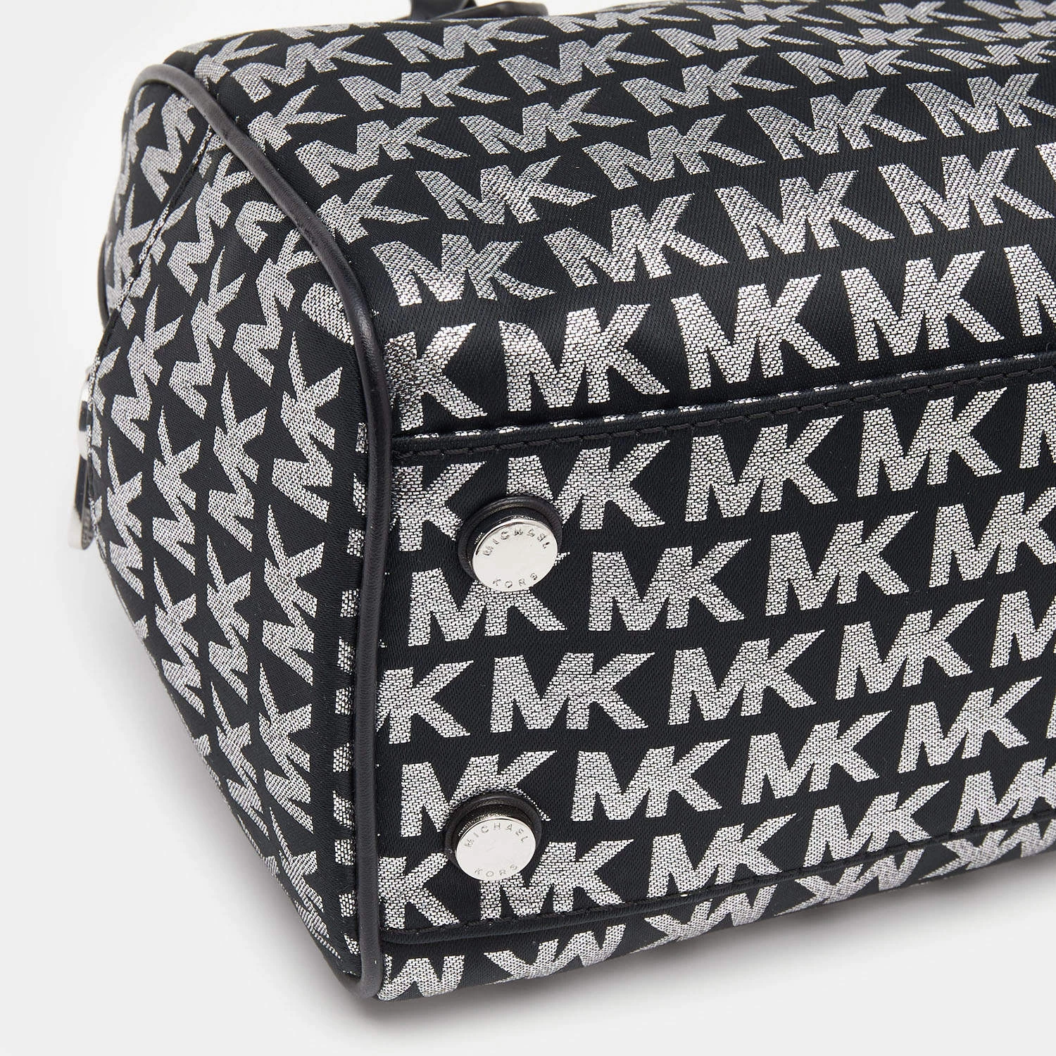 Michael Kors Black Jacquard And Leather Bedford Boston Bag For Women - Image 10