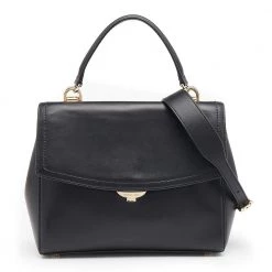 Michael Kors Black Leather Ava Top Handle Bag For Women