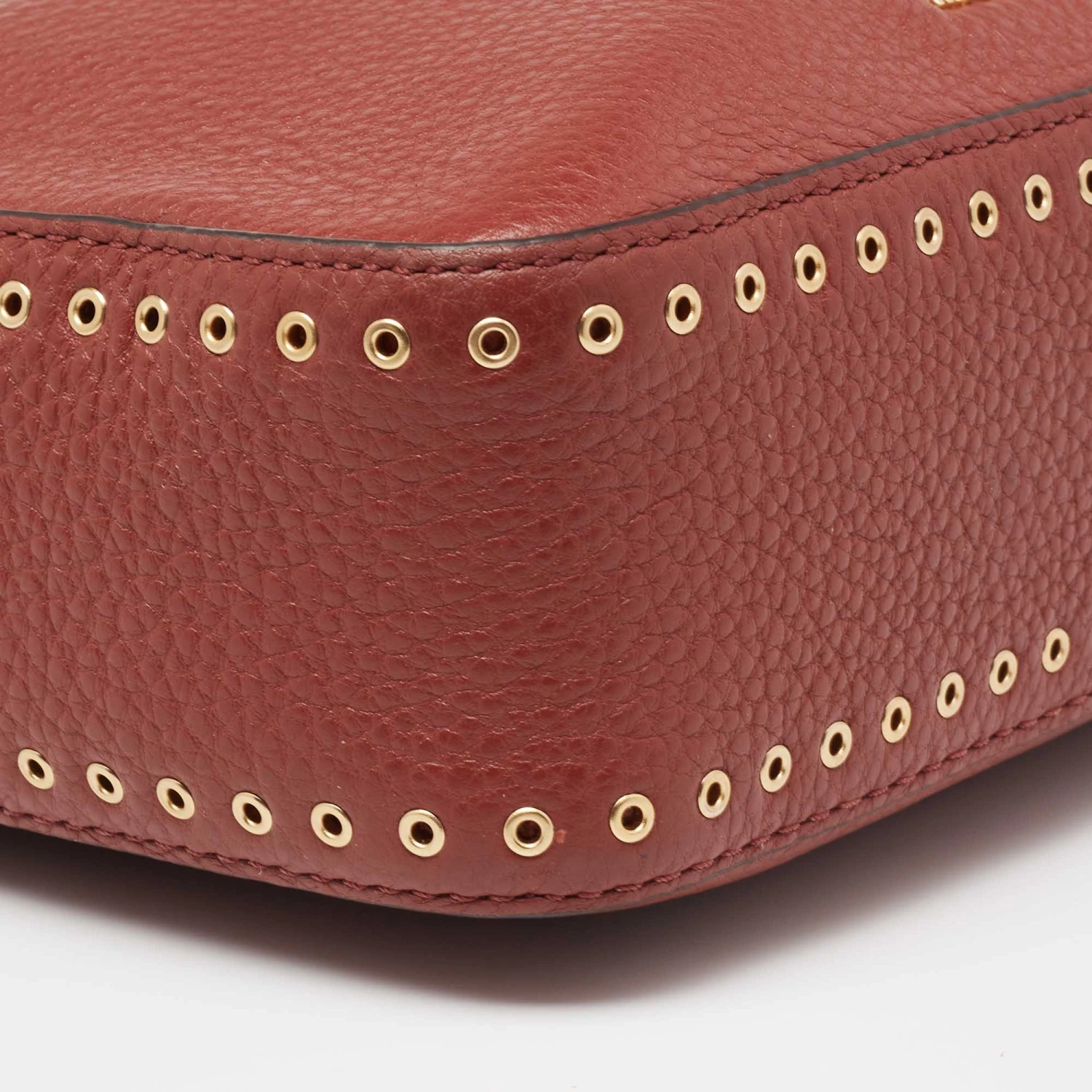 Michael Kors Brick Brown Leather Brooklyn Camera Shoulder Bag For Women - Image 12