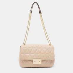 Michael Kors Beige Quilted Leather Large Sloan Shoulder Bag For Women