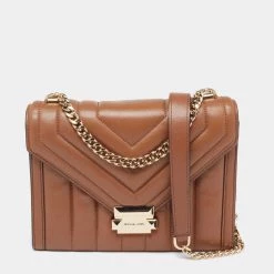 Michael Kors Tan Quilted Leather Whitney Shoulder Bag For Women