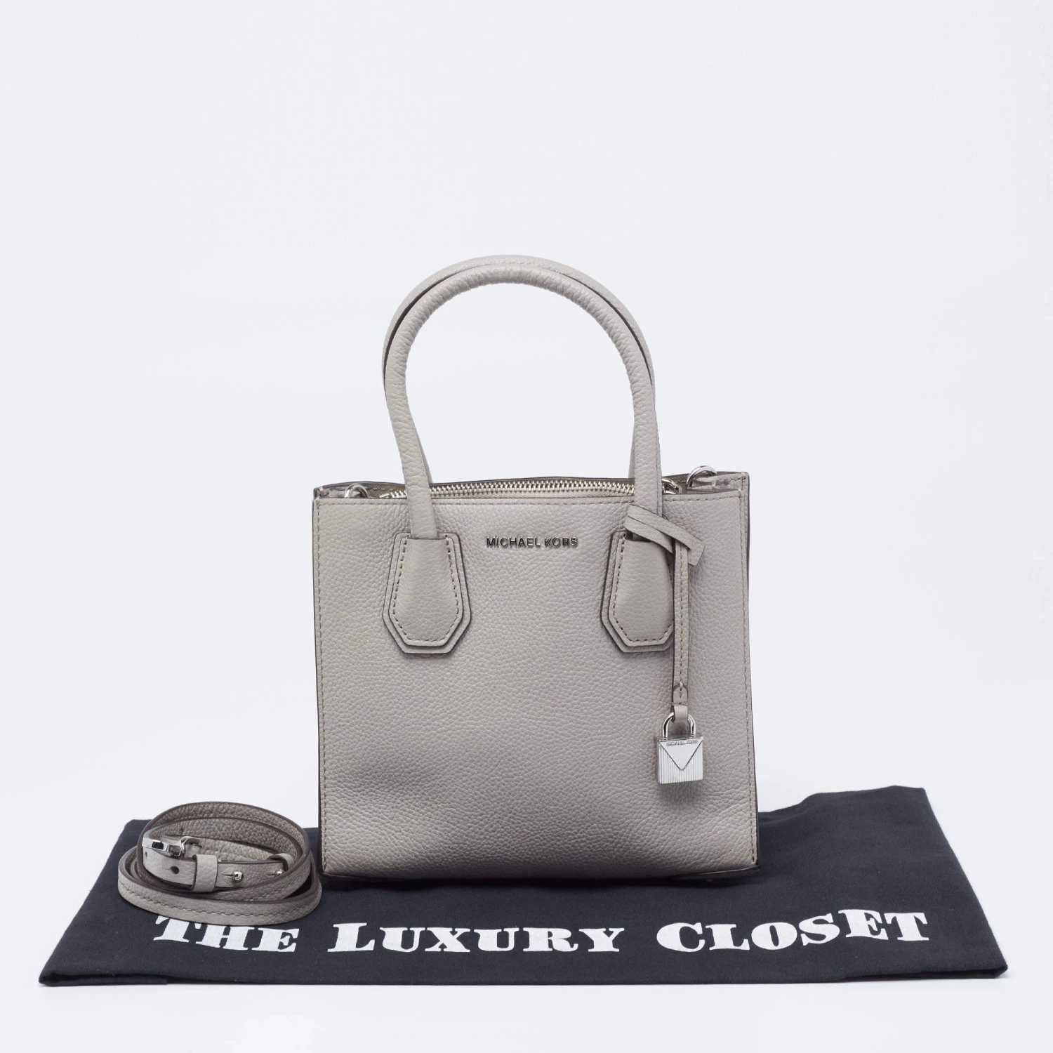 Michael Kors Grey Leather Mercer Tote For Women - Image 10