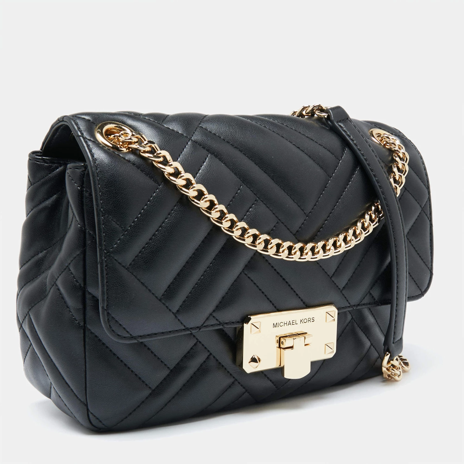 Michael Kors Black Leather Medium Peyton Shoulder Bag For Women - Image 3