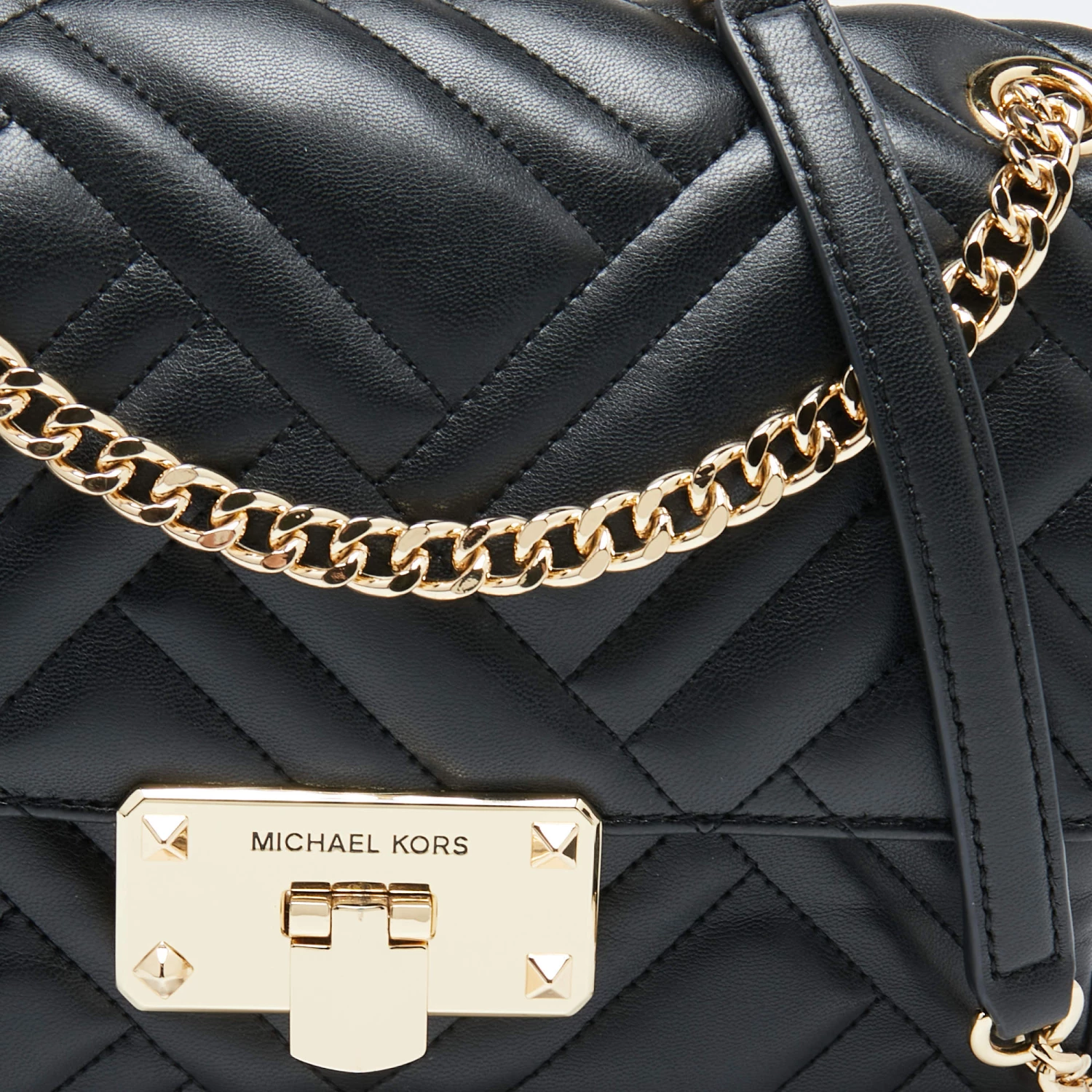 Michael Kors Black Leather Medium Peyton Shoulder Bag For Women - Image 5