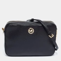 Michael Kors Black Leather Shoulder Bag For Women