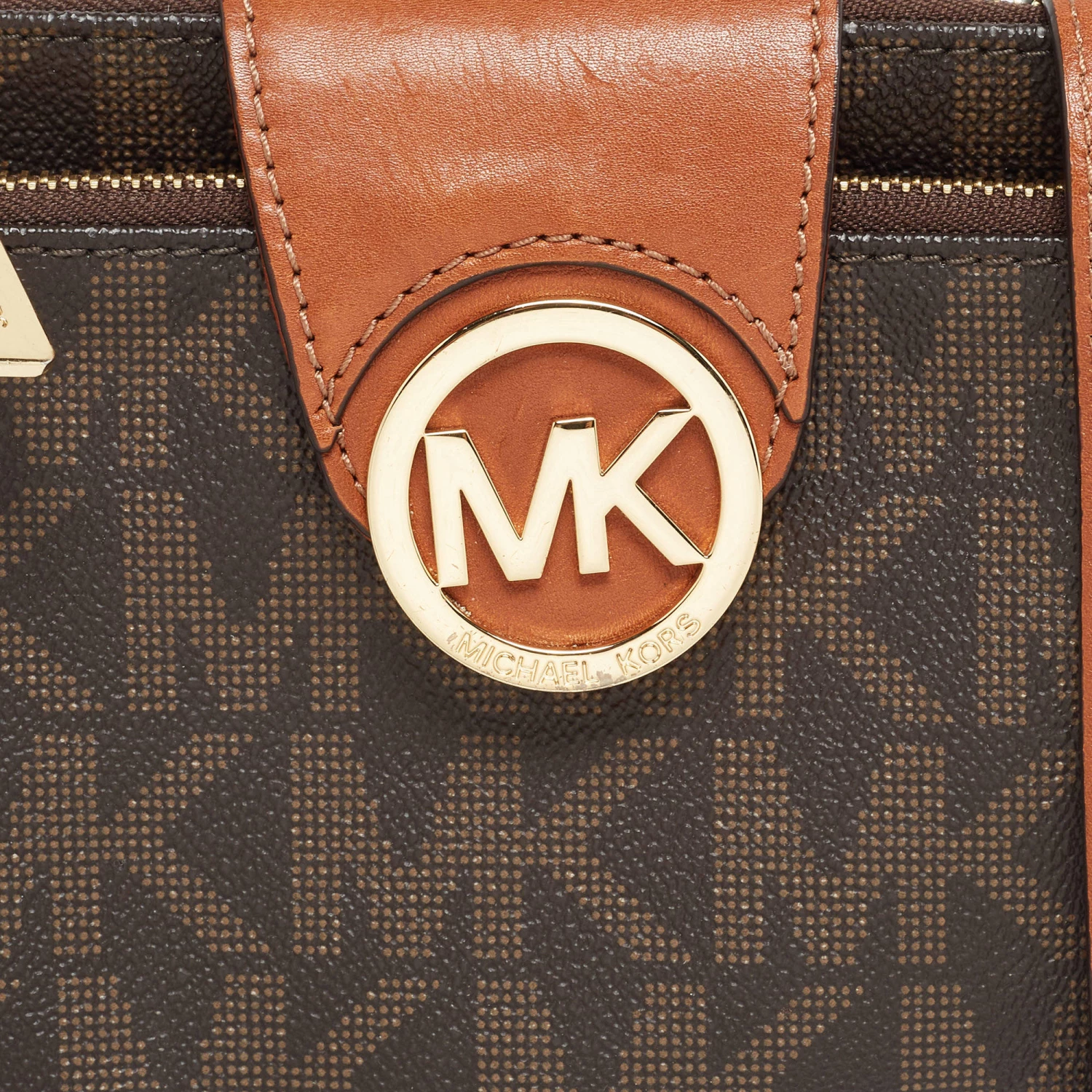 Michael Kors Brown Signature Coated Canvas And Leather Fulton Crossbody Bag For Women - Image 5