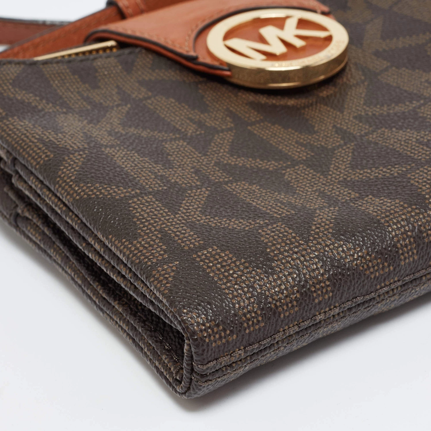 Michael Kors Brown Signature Coated Canvas And Leather Fulton Crossbody Bag For Women - Image 12