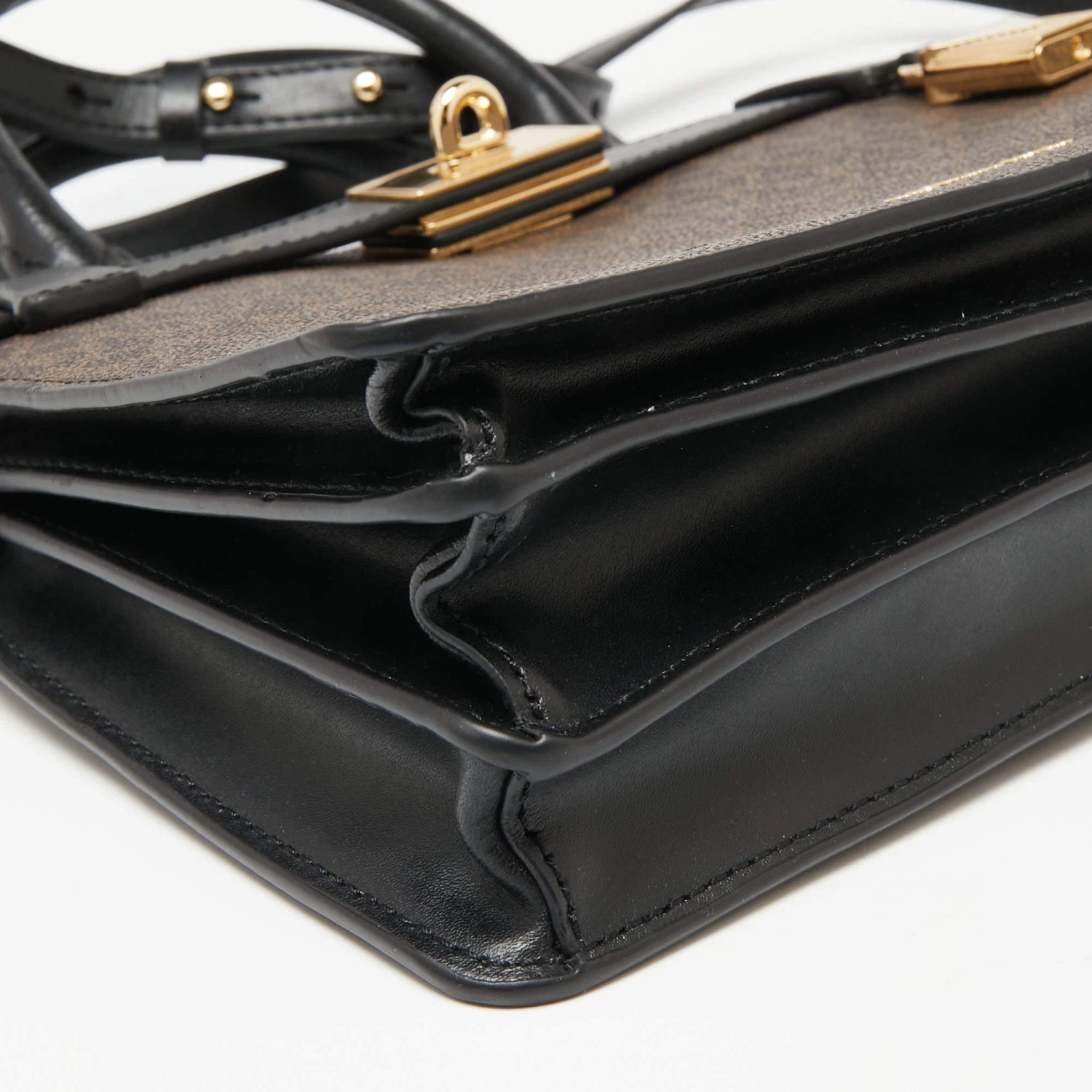 Michael Kors Brown/Black Signature Coated Canvas And Leather Mini Tatiana Tote For Women - Image 11