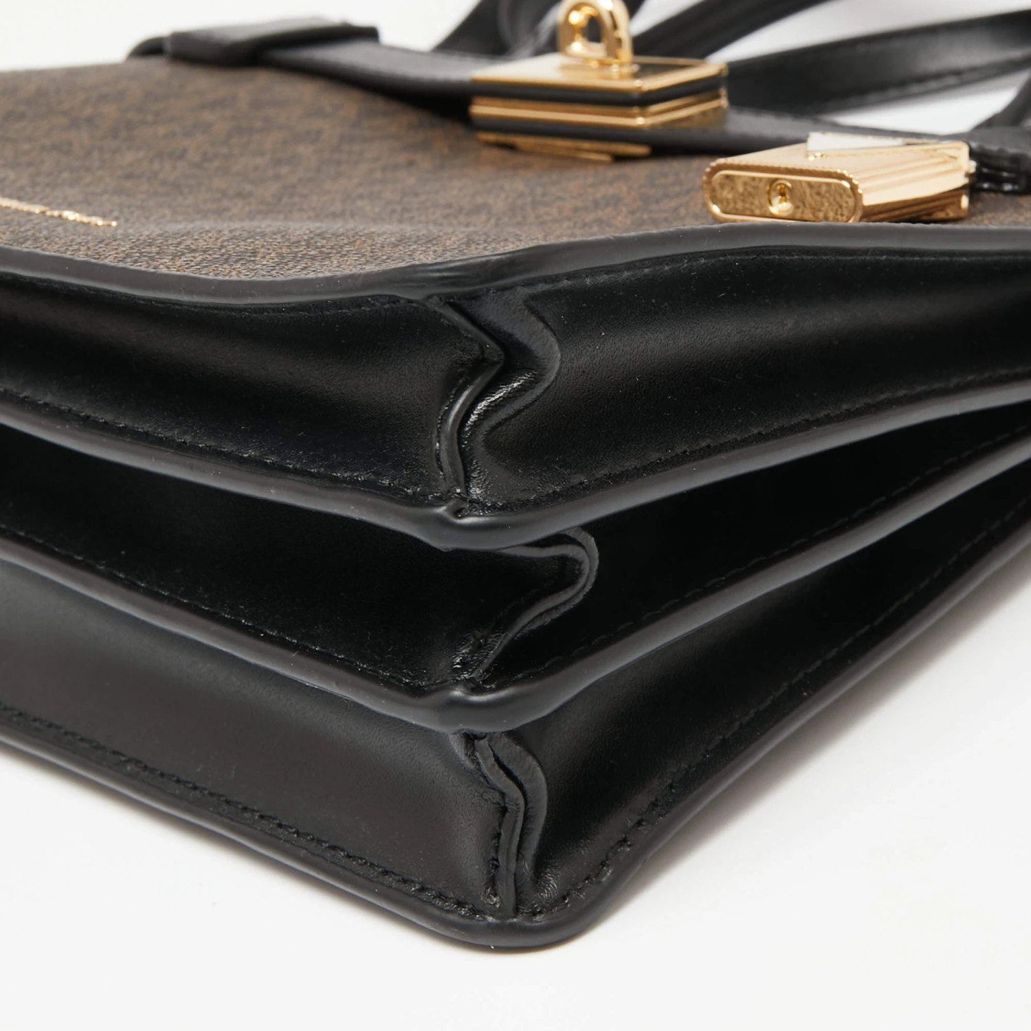 Michael Kors Brown/Black Signature Coated Canvas And Leather Mini Tatiana Tote For Women - Image 12