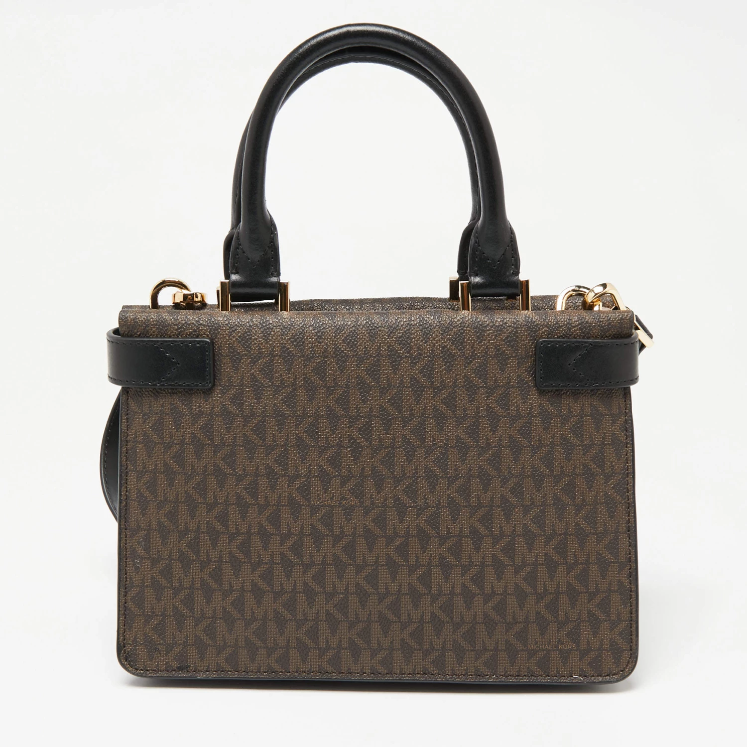 Michael Kors Brown/Black Signature Coated Canvas And Leather Mini Tatiana Tote For Women - Image 4