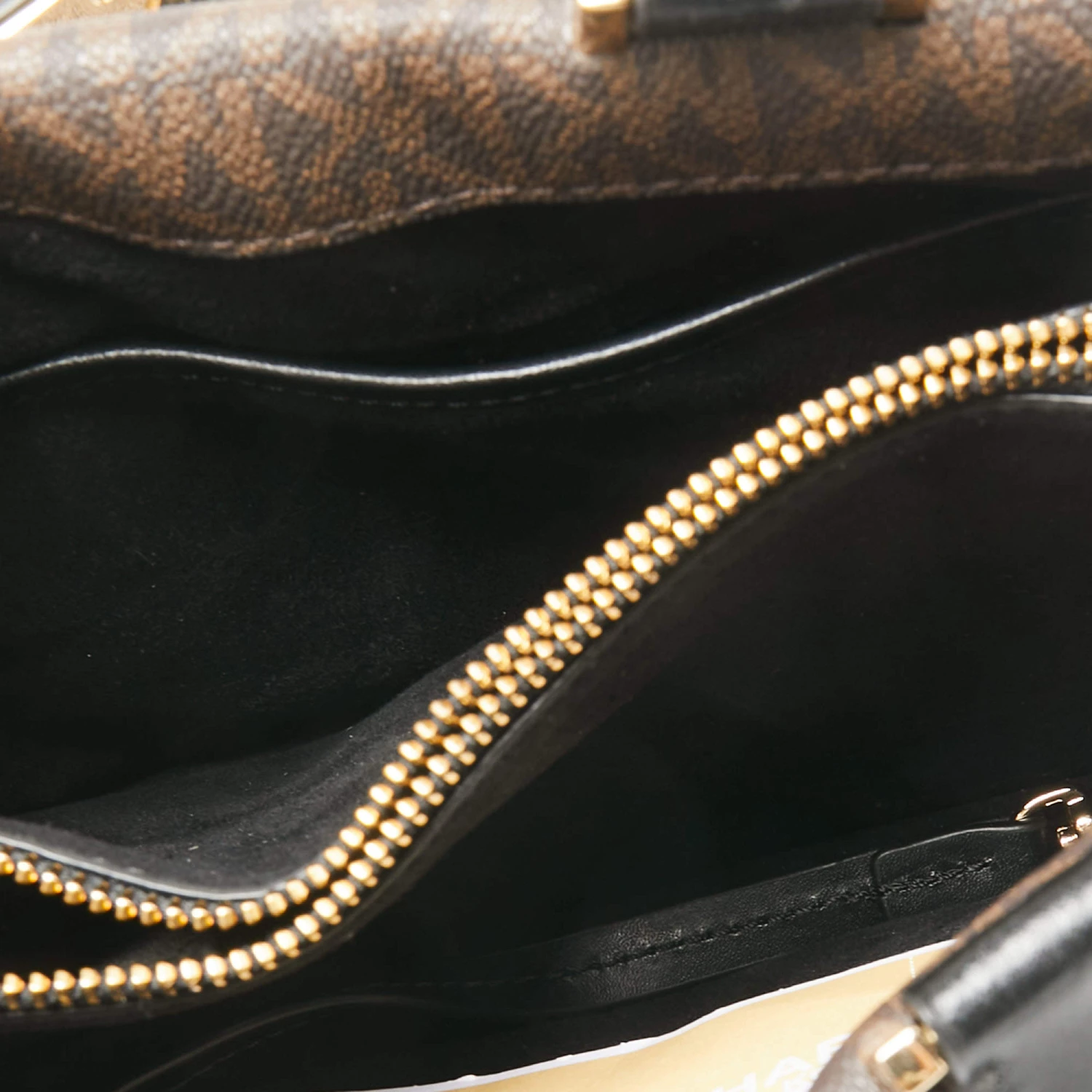 Michael Kors Brown/Black Signature Coated Canvas And Leather Mini Tatiana Tote For Women - Image 7