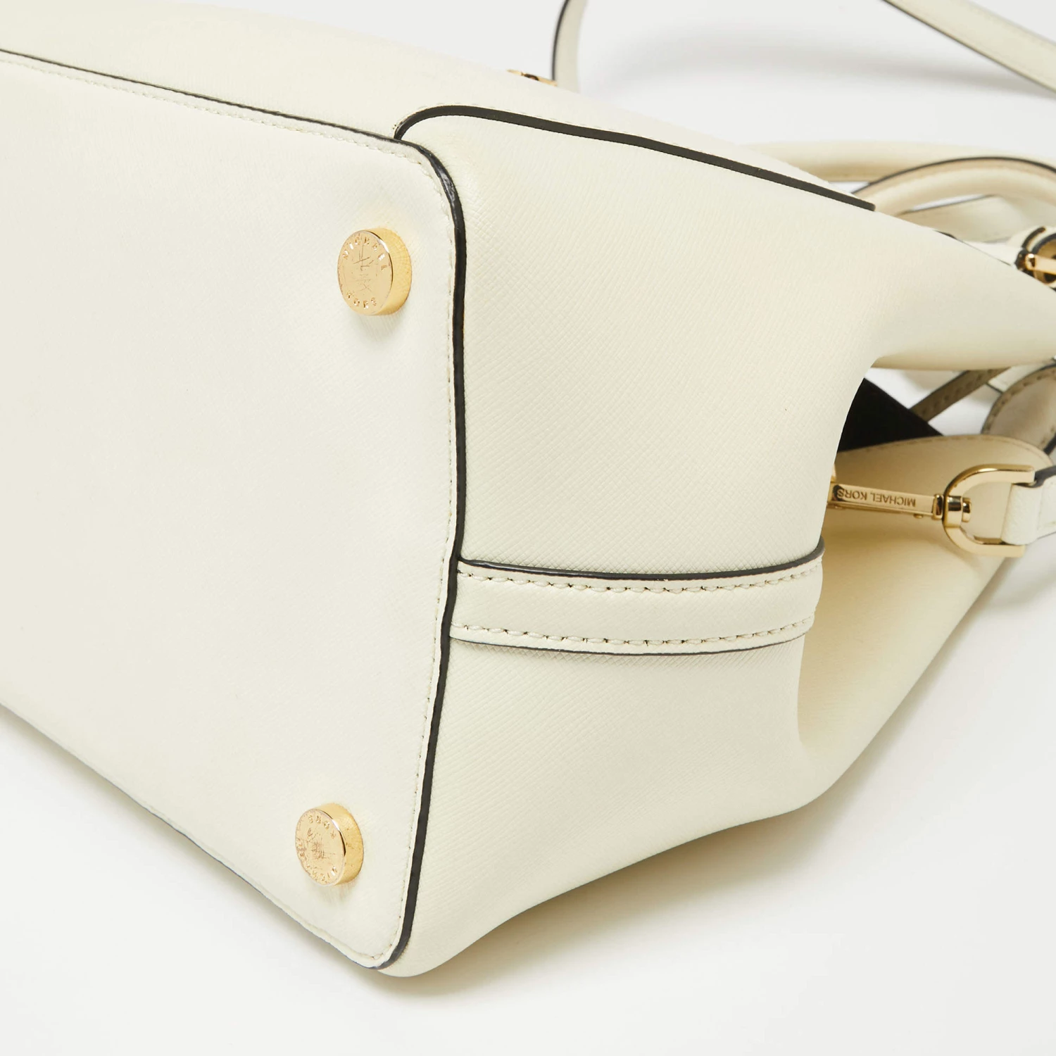 Michael Kors Off White Leather Greenwich Tote For Women - Image 11