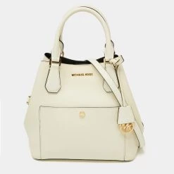 Michael Kors Off White Leather Greenwich Tote For Women