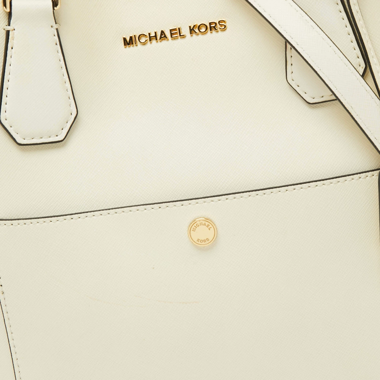 Michael Kors Off White Leather Greenwich Tote For Women - Image 5