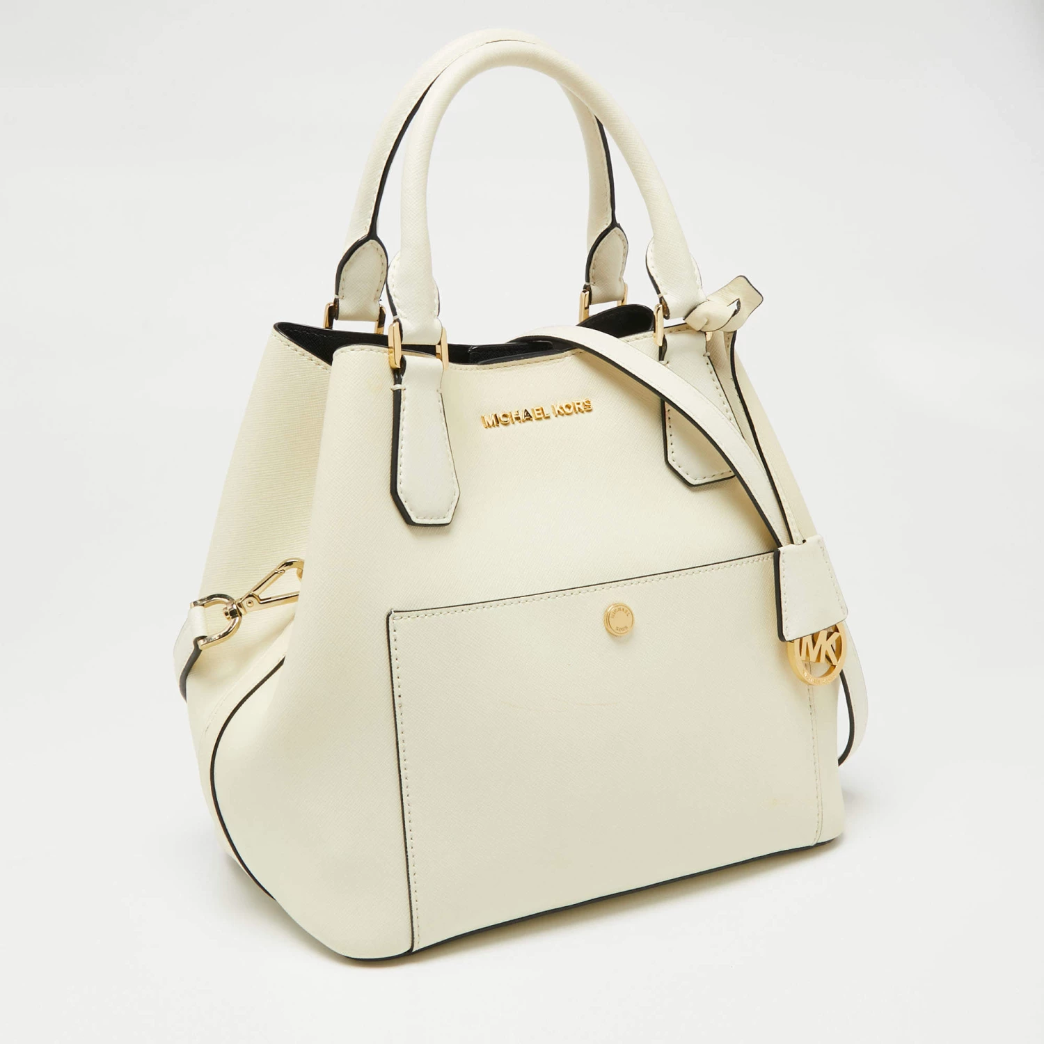 Michael Kors Off White Leather Greenwich Tote For Women - Image 3